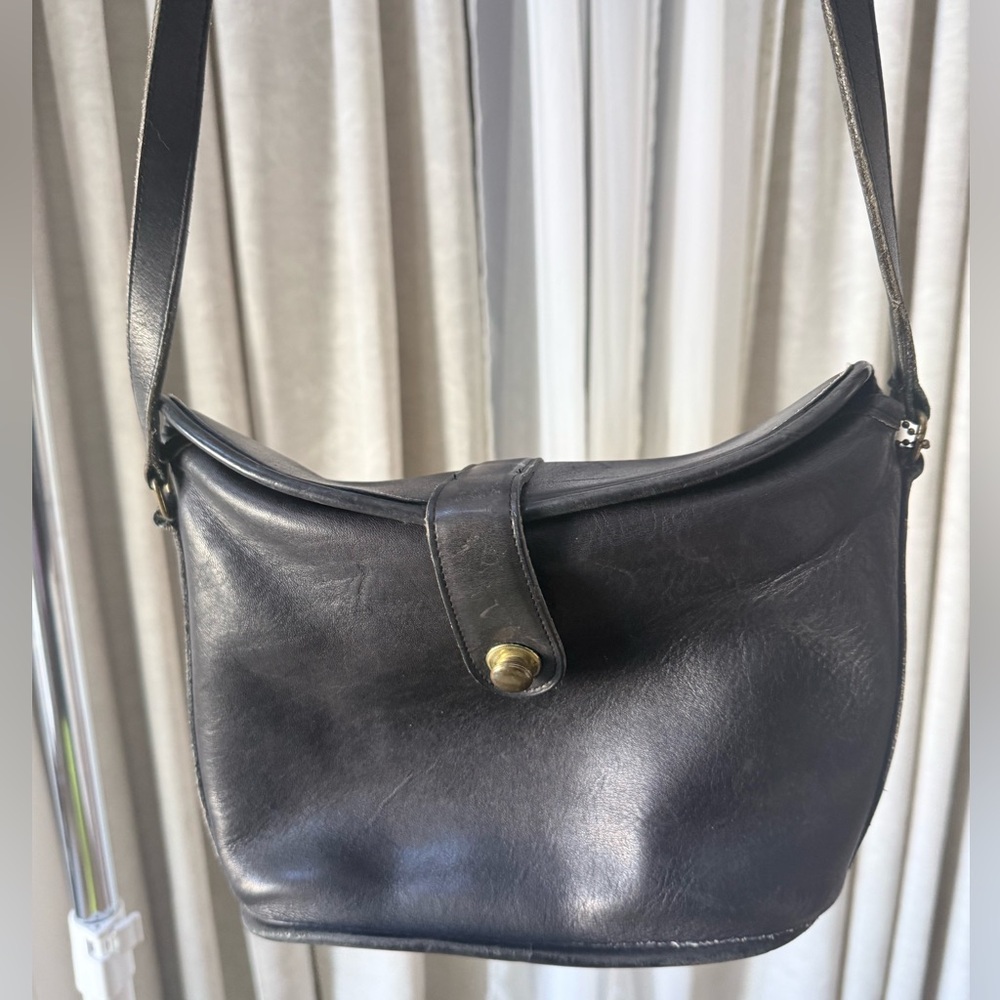 Vintage Black Leather Crossbody Bag